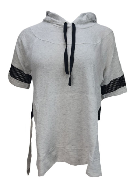 TEREZ Women's White Short Sleeve Hoodie #45602993 Small NWT