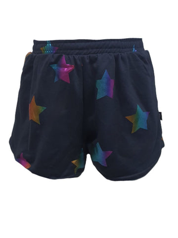 TEREZ Girl's Blue Rainbow Stars Shorts #12068626 Large NWT