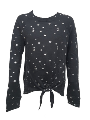 TEREZ Girl's Black Foil Stars Sweatshirt #11337761 Small NWT