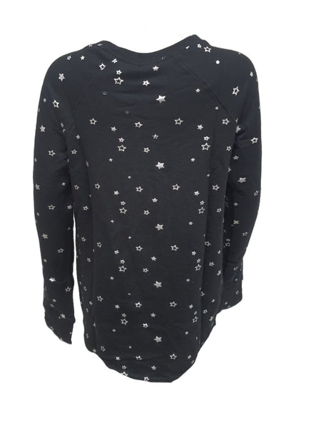 TEREZ Girl's Black Foil Stars Sweatshirt #11337761 Small NWT