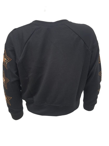 TEREZ Girl's Black Outline Stars Sweatshirt #32748403 Large NWT