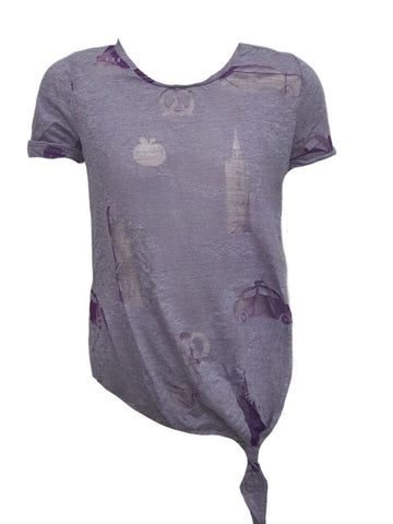 TEREZ Girl's Purple Icons Burnout T-Shirt #11067726 Small NWT