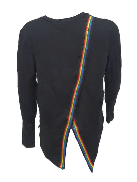 TEREZ Girl's Black Rainbow Slit Tunic Shirt #1230546 NWT