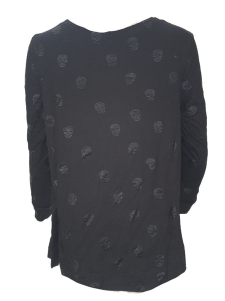 TEREZ Women's Black Skulls Foil Sweatshirt #22237769 Medium NWT