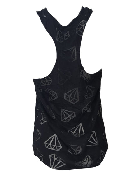 TEREZ Women's Black Dimond Burnout Tank Shirt #339021162 Medium NWT