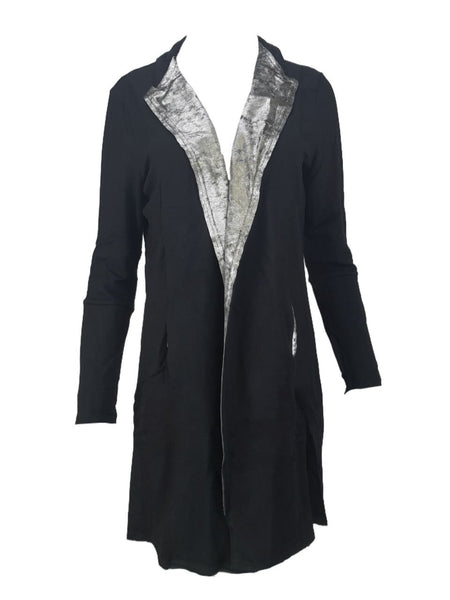 TEREZ Women's Black Metallic Velvet Cardigan #22537868 Large NWT