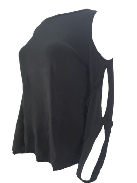 TEREZ Women's Black Long Sleeve Cold Shoulder Shirt #2271546 Medium NWT