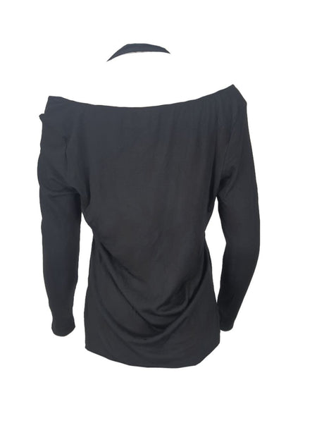 TEREZ Women's Black Long Sleeve Rib Shirt #22217728 NWT