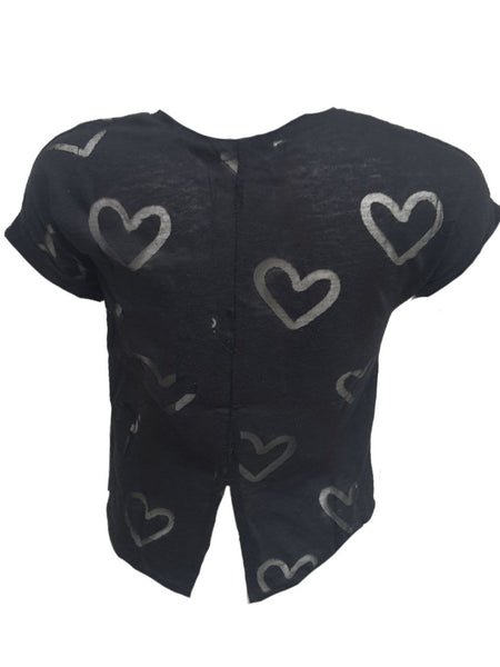TEREZ Girl's Black Heart Burnout T-Shirt #33697958 NWT