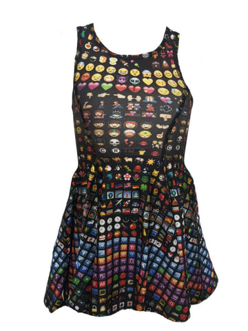 TEREZ Girl's Black Emoji Dress #600356 4 Years NWT
