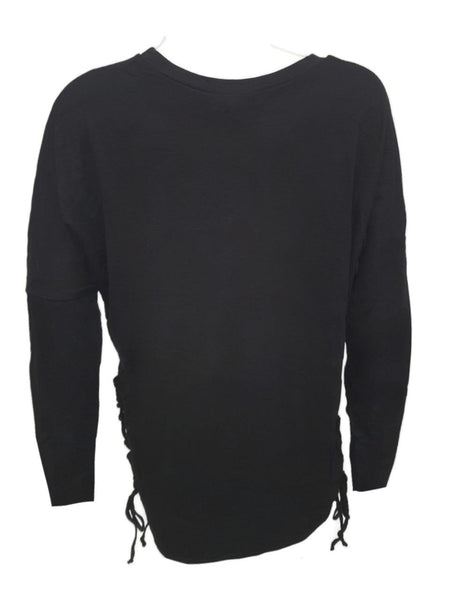 TEREZ Girl's Black Laced Long Sleeve Shirt #1105546 Medium NWT