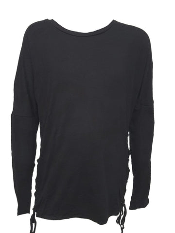 TEREZ Girl's Black Laced Long Sleeve Shirt #1105546 Medium NWT