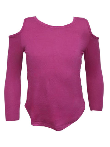 TEREZ Girl's Pink Cold Shoulders Long Sleeve Shirt #38903550 Large NWT