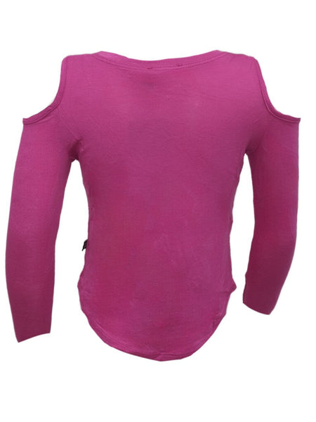 TEREZ Girl's Pink Cold Shoulders Long Sleeve Shirt #38903550 Large NWT