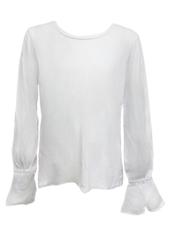 TEREZ Girl's White Jersey Long Sleeve Shirt #1250547 Medium NWT