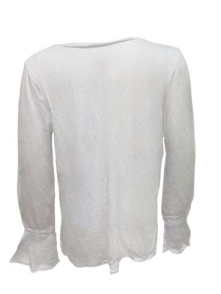 TEREZ Girl's White Jersey Long Sleeve Shirt #1250547 Medium NWT