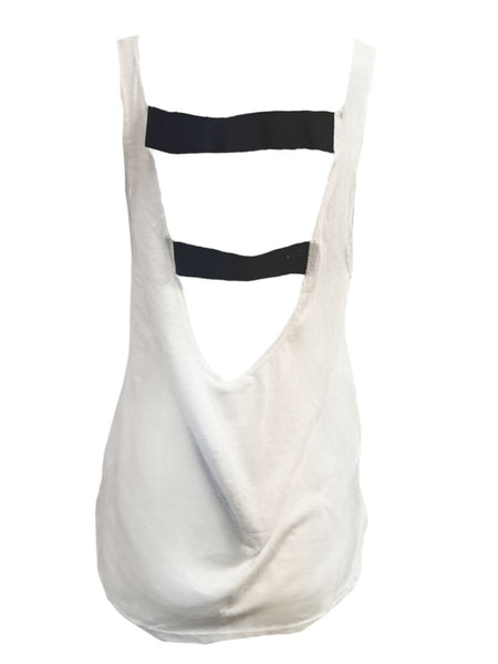TEREZ Women's White Elastic Back Tank #43202848 NWT