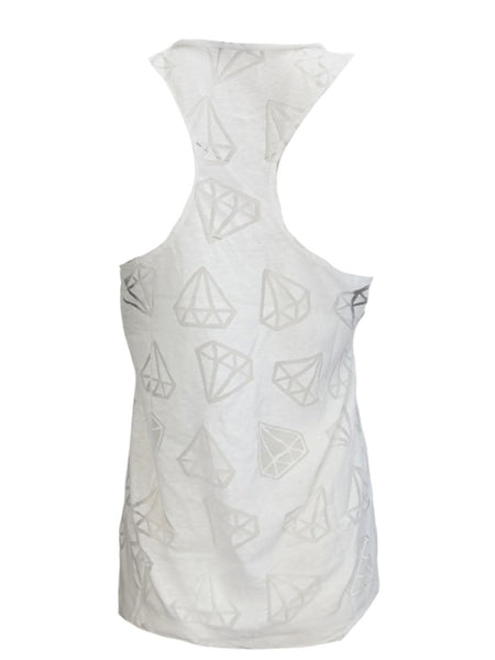 TEREZ Women's White Dimond Burnout Tank #339021093 Medium NWT