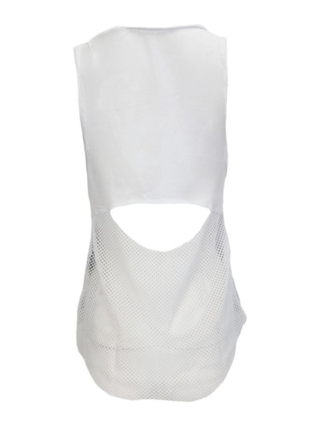 TEREZ Women's White Fishnet Tank #22968008 X-Small NWT