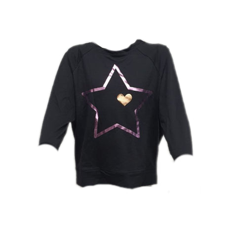 TEREZ Girl's Light Pink Star Black Sweatshirt #1284840614 Large NWT