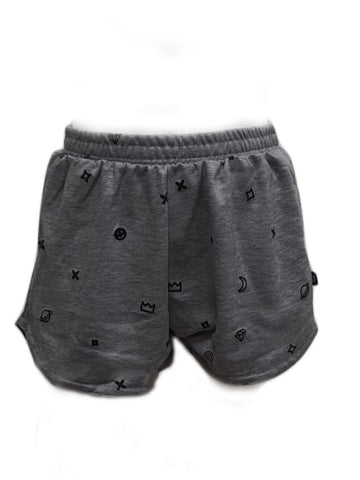 TEREZ Girl's Grey Icons Foil Shorts #1206857714 NWT