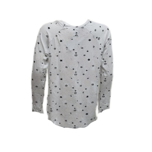 TEREZ Girl's White Foil Printed Baseball Tee #22167765 Medium NWT