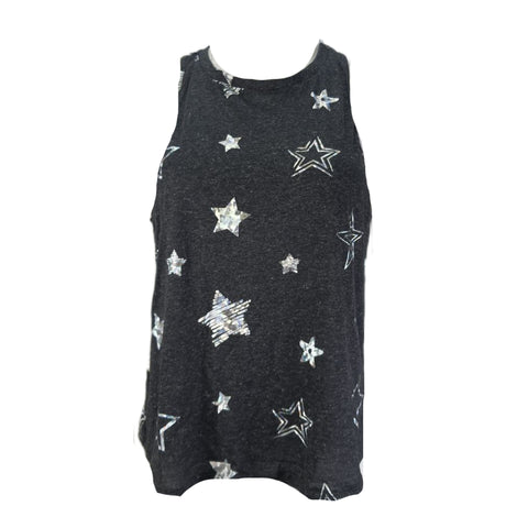 TEREZ Women's Grey Foil Printed Raceback Tank #25548493 NWT
