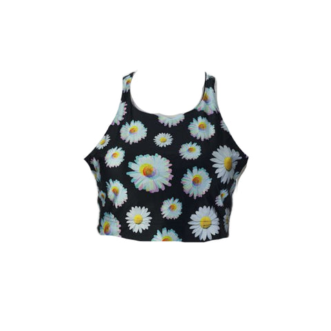 TEREZ Women's Black Trippy Daisy Sports Bra #25018758 X-Large NWT