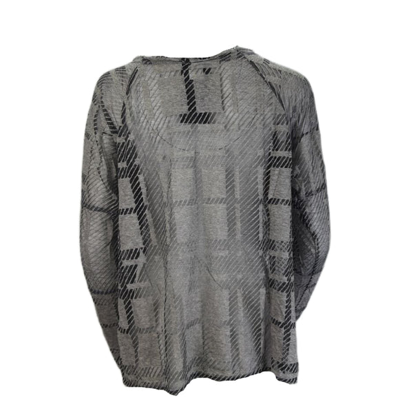 TEREZ Women's Grey Plaid Burnout Long Sleeve Shirt #22157720 Large NWT