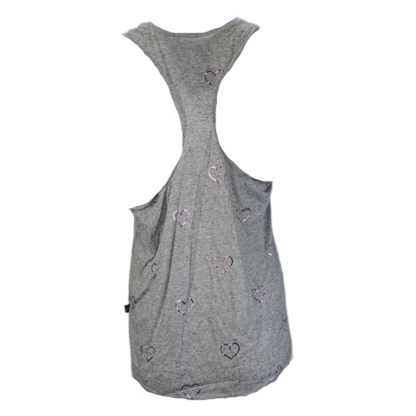 TEREZ Women's Grey Outline Hearts Tank #24548490 Large NWT