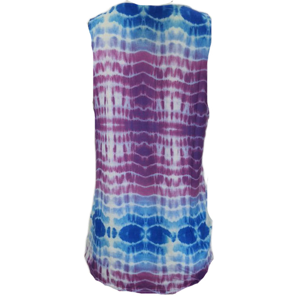 TEREZ Women's White Spring Tie Dye Seamless Tank #479021181 Medium NWT