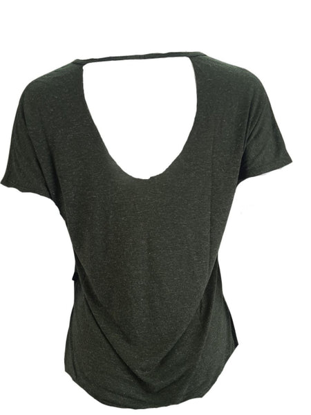 TEREZ Women's Green Poly Linen Knub T-Shirt #23738317 X-Small NWT
