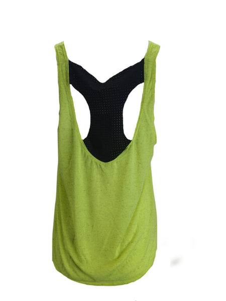 TEREZ Women's Neon Green With Black Pinhole Tank #25318772 NWT
