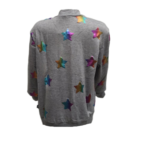 TEREZ Girl's Grey Rainbow Foil Printed Hoodie #1248820114 Large NWT