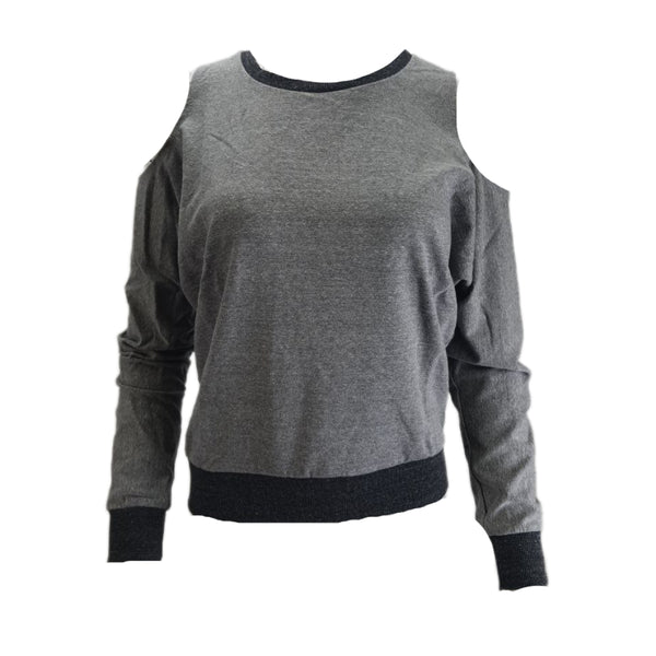 TEREZ Women's Grey Cold Shoulder Sweatshirt #22267788 NWT