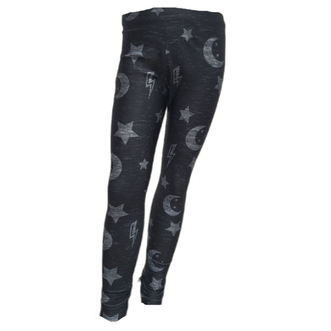 TEREZ Girl's Black To The Moon And Back Leggings #401791010 Medium NWT