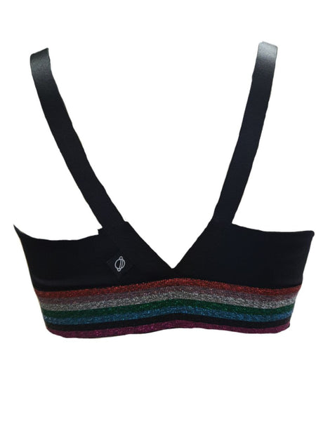TEREZ Women's Black Metallic Rainbow Sports Bra #24088423 Large NWT