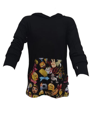 TEREZ Girl's Black Emoji Hoodie #3930193514 Large NWT