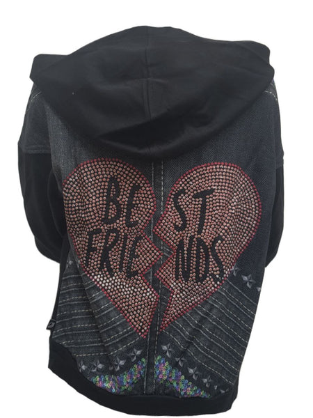 TEREZ Girl's Black BFFl Hoodie #312017981 Large NWT