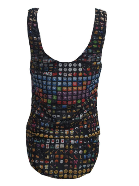 TEREZ Girl's Black Emoji Swimsuit #16206961 16 NWT