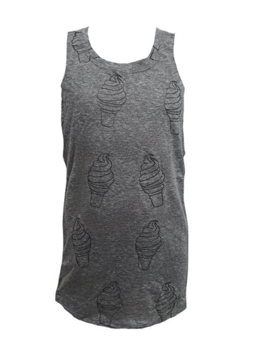 TEREZ Girl's Grey Ice Cream Tank Shirt #33901801 Large NWT