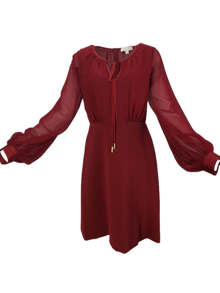 ERIN Women's Red Long Sleeve Poinsettia Dress #50816555990 8 NWT