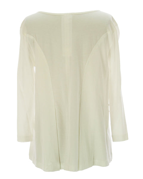 Joan Vass Women's 3/4 Sleeve Rivet Top Cloud