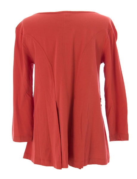 Joan Vass Women's 3/4 Sleeve Rivet Top Fresco