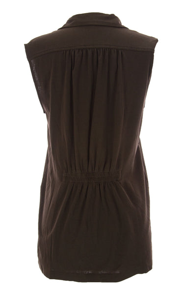 Joan Vass Women's Flyaway Rivet Vest Earth Brown