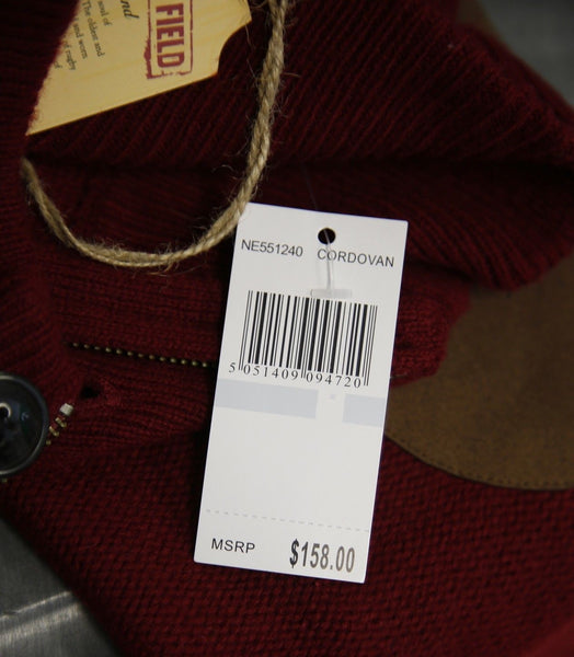 CCC Canterbury of New Zealand Cordovan Henley Elbow Patch Sweater Sz L $158 NEW