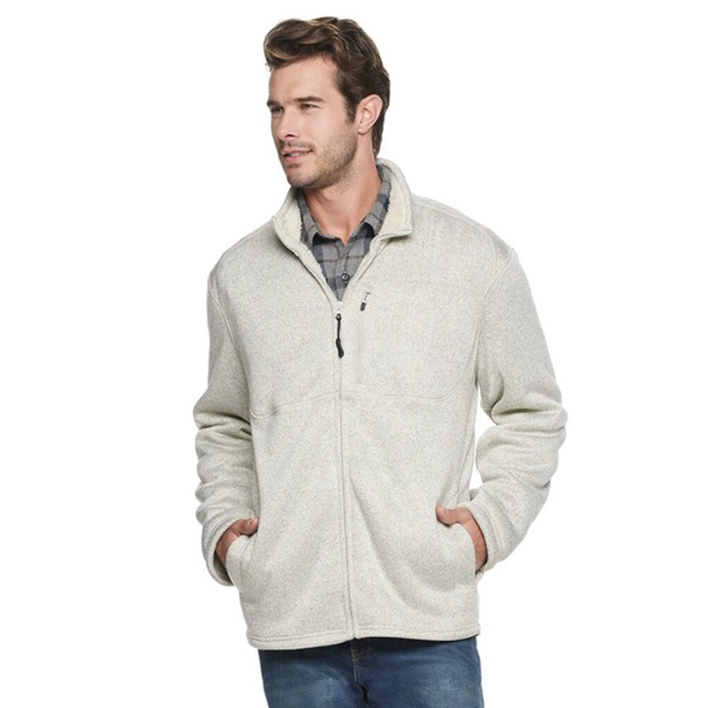 Coleman Men's Oatmeal Full Zip Sherpa Lined Sweater Fleece Jacket $100 NEW