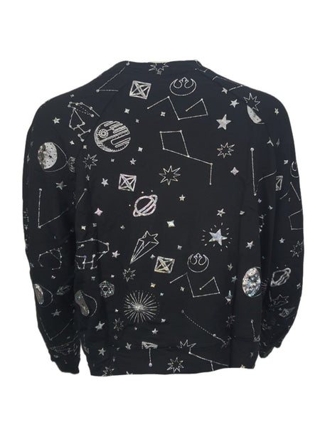 TEREZ Women's Black Hologram Star Wars Galaxy Sweatshirt #23608278 X-Small NWT