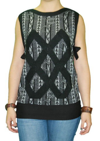 CUSTO BARCELONA Women's Cross Black Sleeveless Sweater 2390715 $128 NWT