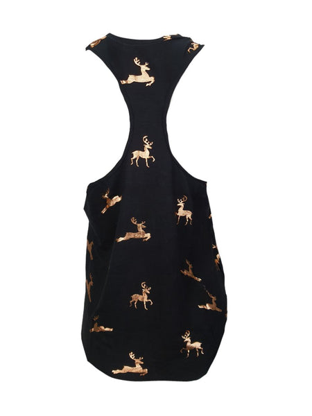 TEREZ Women's Black Reindeer Foil Tank #22167779 X-Small NWT